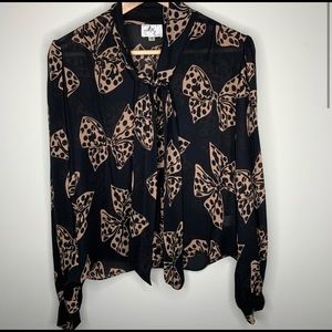 Milly black bow Blair Waldorf shirt